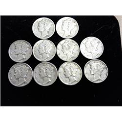 10 Assorted Mercury Dimes