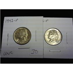 2-1943-P Jefferson 35% Silver War Nickels (UNC)