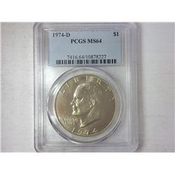1974-D Ike Dollar PCGS MS64