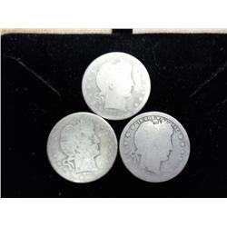 3 Assorted Barber Quarters, Silver, Silver, Silver