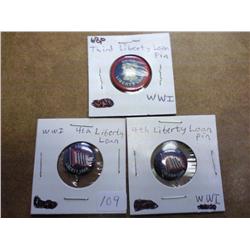 3 Assorted WWI Liberty Loan Pins