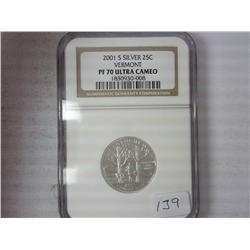 2001-S Silver Vermont Quarter NGC PF70 Ultra Cameo