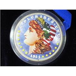 1921 Morgan Silver Dollar (Colorized) In Case