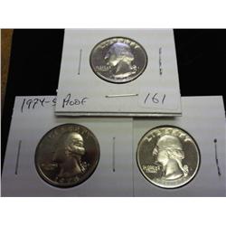 1973-S, 74-S And 76-S Wash. Quarters (Gem Proof)