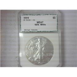 1999 American Silver Eagle PCI MS67 100% White