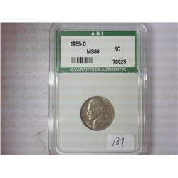 1955-D Jefferson Nickel ANI MS66