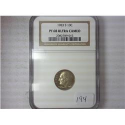1983-S Roosevelt Dime NGC PF68 Ultra Cameo