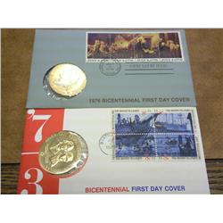 2 US Mint FDC's W/ Medals, 1973 & 76 Bicentennials