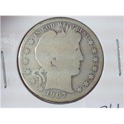 1907-S Barber Half Dollar