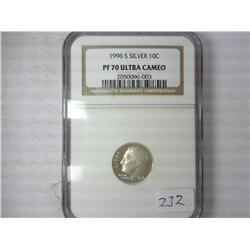 1996-S Silver Roosevelt Dime NGC PF70 Ultra Cameo