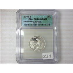 2008-S Silver Oklahoma Quarter ICG PR70DCAM