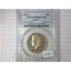 1981-S Type I Kennedy Half Dollar PCGS PR69DCAM
