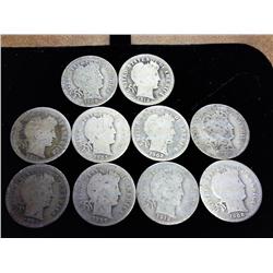10 Assorted Barber Dimes