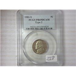 1981-S Type II Jefferson Nickel PCGS PR69DCAM
