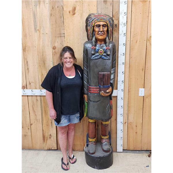 Hand Carved Wooden Cigar Store Indian
