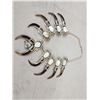 Image 2 : Spectacular Navajo Style Squash Blossom Sterling Silver & Grizzly Bear Claw Necklace By Retired