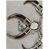 Image 3 : Spectacular Navajo Style Squash Blossom Sterling Silver & Grizzly Bear Claw Necklace By Retired