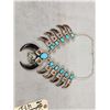 Image 2 : Navajo Inspired Sterling Silver Squash Blossom Bear Claw Necklace By Retired Artist Kenny Ray