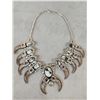 Image 2 : Navajo Inspired Sterling Silver Squash Blossom Bear Claw Necklace By Retired Artist Kenny Ray