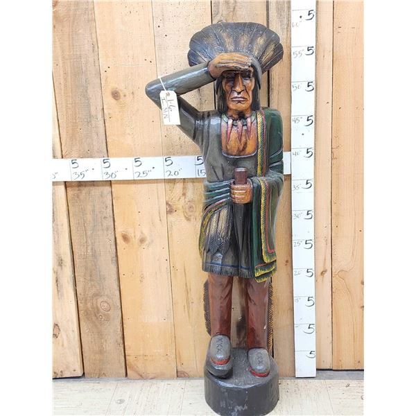 Hand Carved Wooden Cigar Store Indian