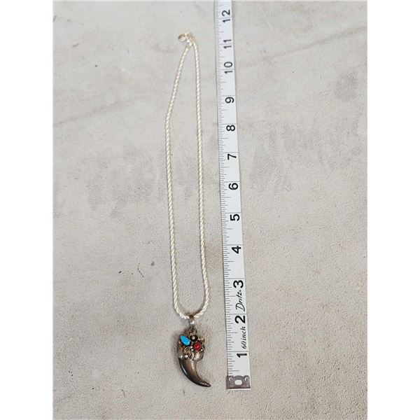 Native American Style Black Bear Claw Necklace