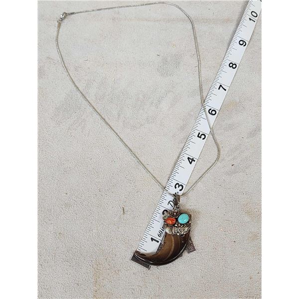 Native American Style Black Bear Claw Necklace