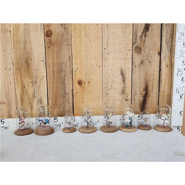 Collection Of 8 Oriental Bird Feather Sculptures Taxidermy