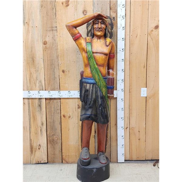 Hand Carved Wooden Cigar Store Indian