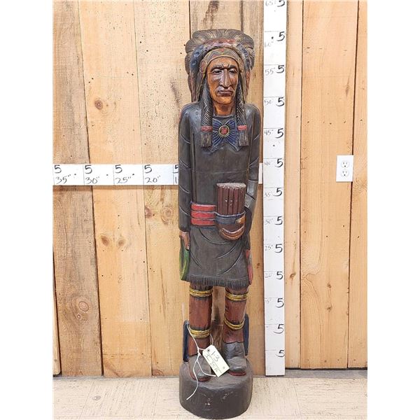 Hand Carved Wooden Cigar Store Indian