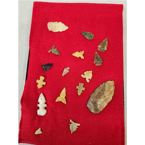 Collection Of 16 Arrowheads Native American Artifact