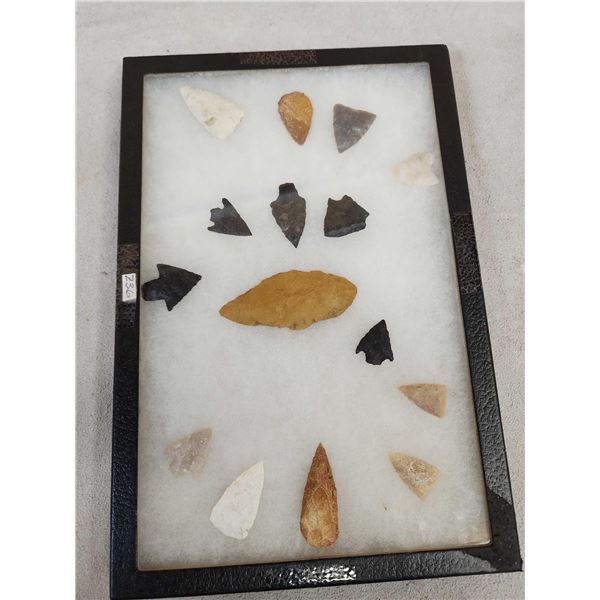 Frame Of 15 Arrowheads Native American Artifact