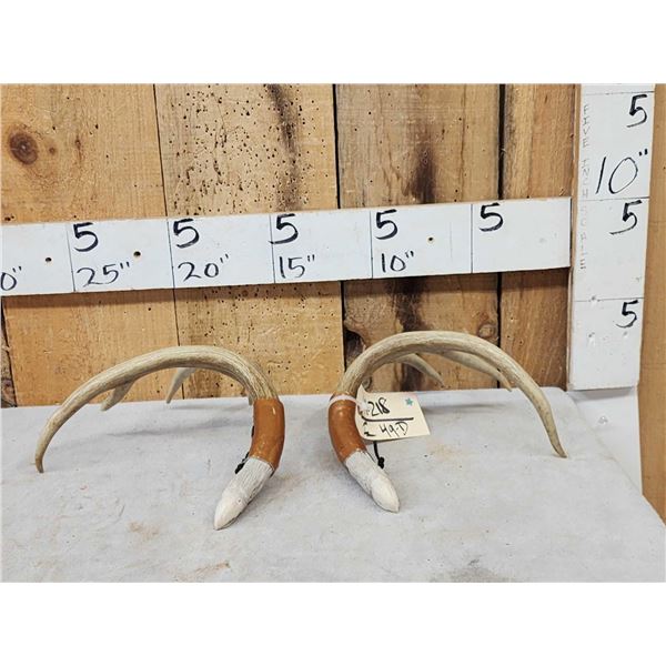 Pair Of Hand Carved Deer Antlers