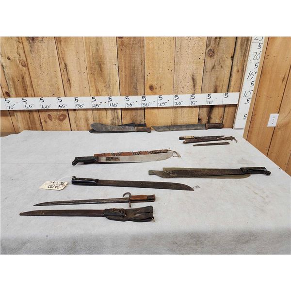 Various Machetes & Military Bayonet Lot