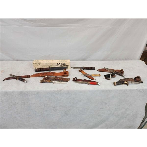 Collection Of 8 Vintage Fixed Blade Knives