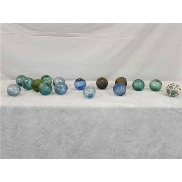 16 Vintage Glass Japanese Fishing Net Floats