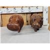 Image 1 : Pair Of African Hand Carved Wood Hippopotamus