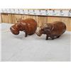 Image 5 : Pair Of African Hand Carved Wood Hippopotamus
