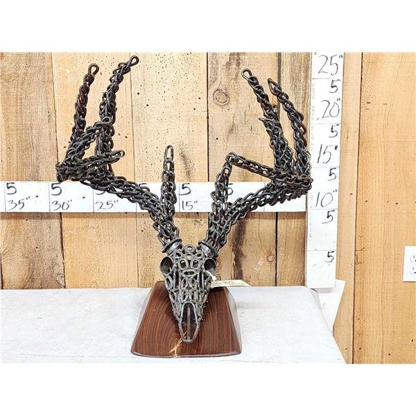 Hand Fabricated Metal Whitetail Deer Skull Sculpture
