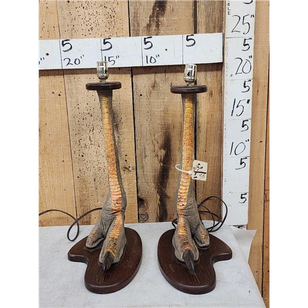 Pair Of Ostrich Feet Desk Lamps Taxidermy