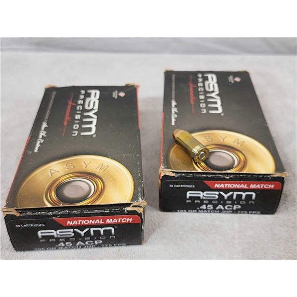 98 Rounds Of ASYM National Match Precision 45acp Ammunition