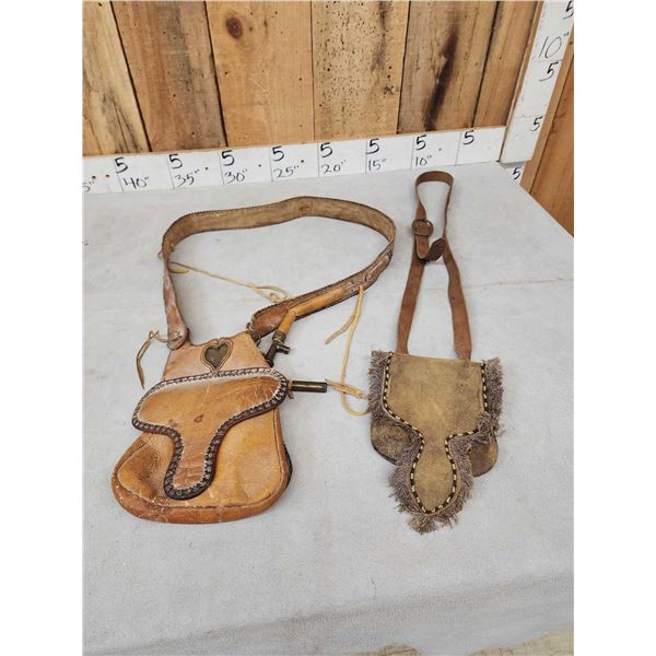 2 Vintage Black Powder Leather Possibles Bags