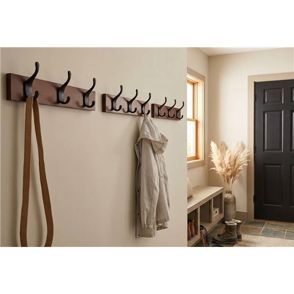 Lot of 3 - Amazon Basics Wall Mounted Coat Rack Trio
