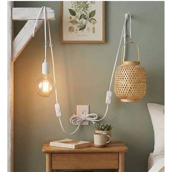 Lot of 2 - Cable Matters Hanging Lamp Cord 2-Pack 15ft White