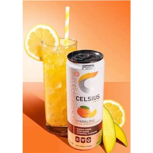 Celsius Sparkling Mango Lemonade, 12-Pack x 355ml