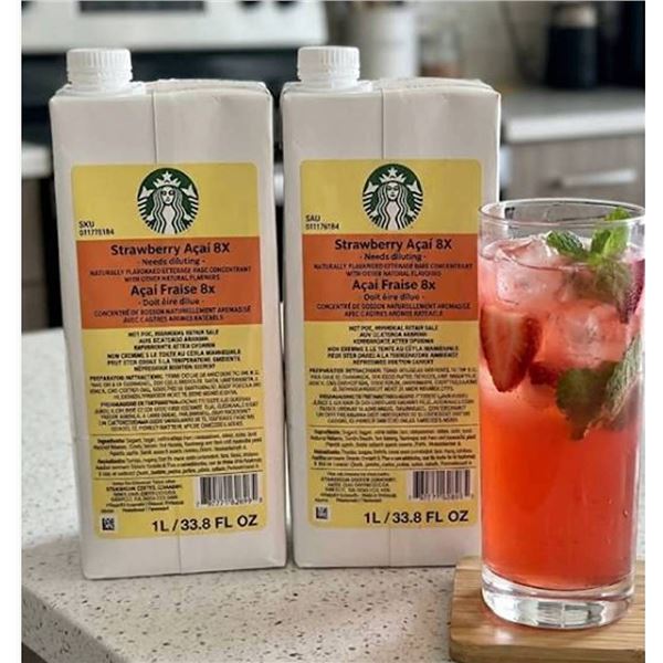 Lot of 2 - Starbucks Strawberry Acai 8X Concentrate 1L Tetra