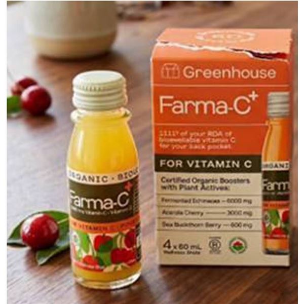 Lot of 2 Greenhouse Farma-C+ Vitamin C Wellness Shots 4 x 60ml