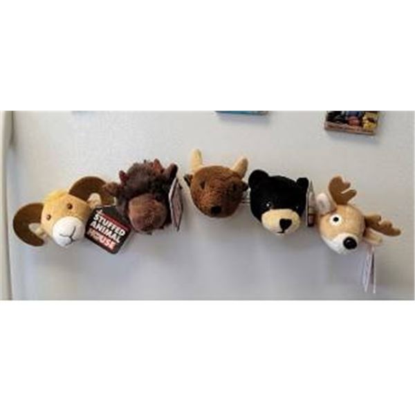 Lot of 5 Stuffed Animal House Plush Animal Heads Magnets