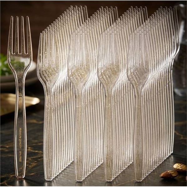 Prestee 300 Clear Plastic Forks, Lot of 2