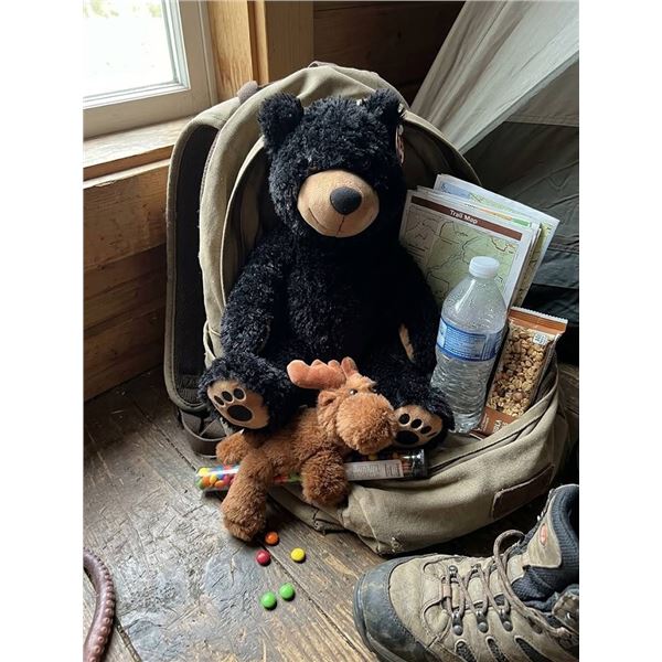 Black Bear Plush and Moose Candy Tube