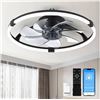 Image 1 : Linboro Low Profile Ceiling Fan, Black